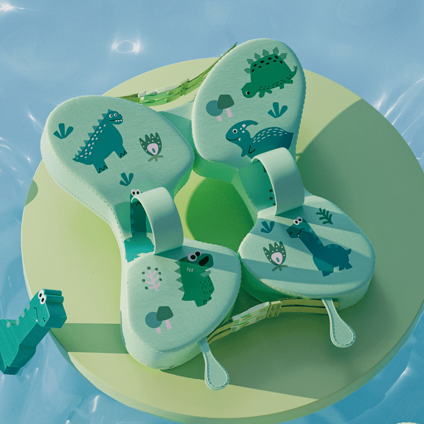 Non-Inflatable Baby Swim Armpit Float for Toddlers (1-3 Years) | Adjustable Anti-Tip Butterfly Design | Safe for Pool & Bathtub (Blue/Green)