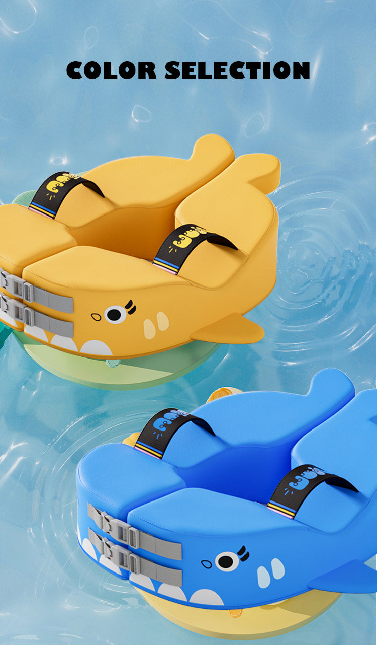 Non-Inflatable Baby Swim Float | Premium EPE Foam Swim Trainer with Neck Support | Puncture-Proof & No-Tip Safety Design | for Infants & Toddlers in Pool & Bathtub (Blue/Yellow)