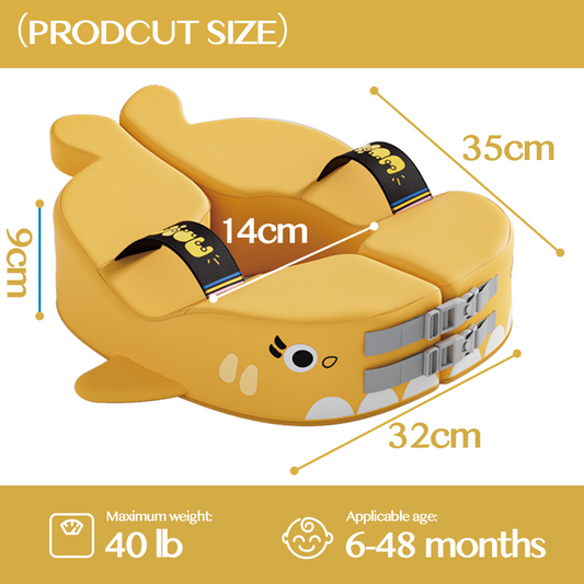 Non-Inflatable Baby Swim Float | Premium EPE Foam Swim Trainer with Neck Support | Puncture-Proof & No-Tip Safety Design | for Infants & Toddlers in Pool & Bathtub (Blue/Yellow)