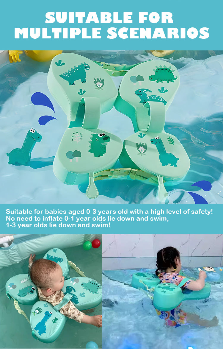 Non-Inflatable Baby Swim Armpit Float for Toddlers (1-3 Years) | Adjustable Anti-Tip Butterfly Design | Safe for Pool & Bathtub (Blue/Green)