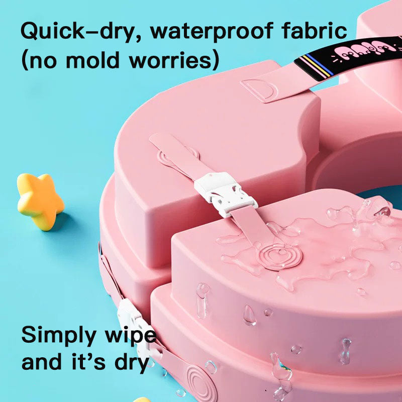 Non-Inflatable Baby Swim Float | Premium EPE Foam Swim Trainer with Neck Support | Puncture-Proof & No-Tip Safety Design | for Infants & Toddlers in Pool & Bathtub(1-3 Years) (Pink/Yellow)