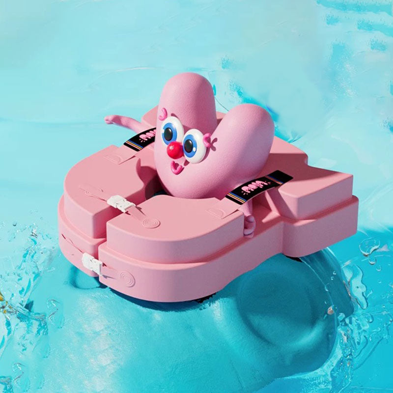 Non-Inflatable Baby Swim Float | Premium EPE Foam Swim Trainer with Neck Support | Puncture-Proof & No-Tip Safety Design | for Infants & Toddlers in Pool & Bathtub(1-3 Years) (Pink/Yellow)